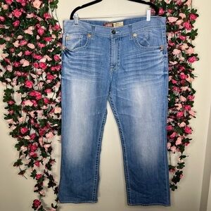 Big Star Pioneer Regular Bootcut Jeans 38x29 Denim Light Wash Blue Men’s